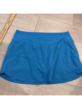 ATHLETA WOMENS BLUE SKORT SIZE LARGE RUN WITH IT SKORT 14"